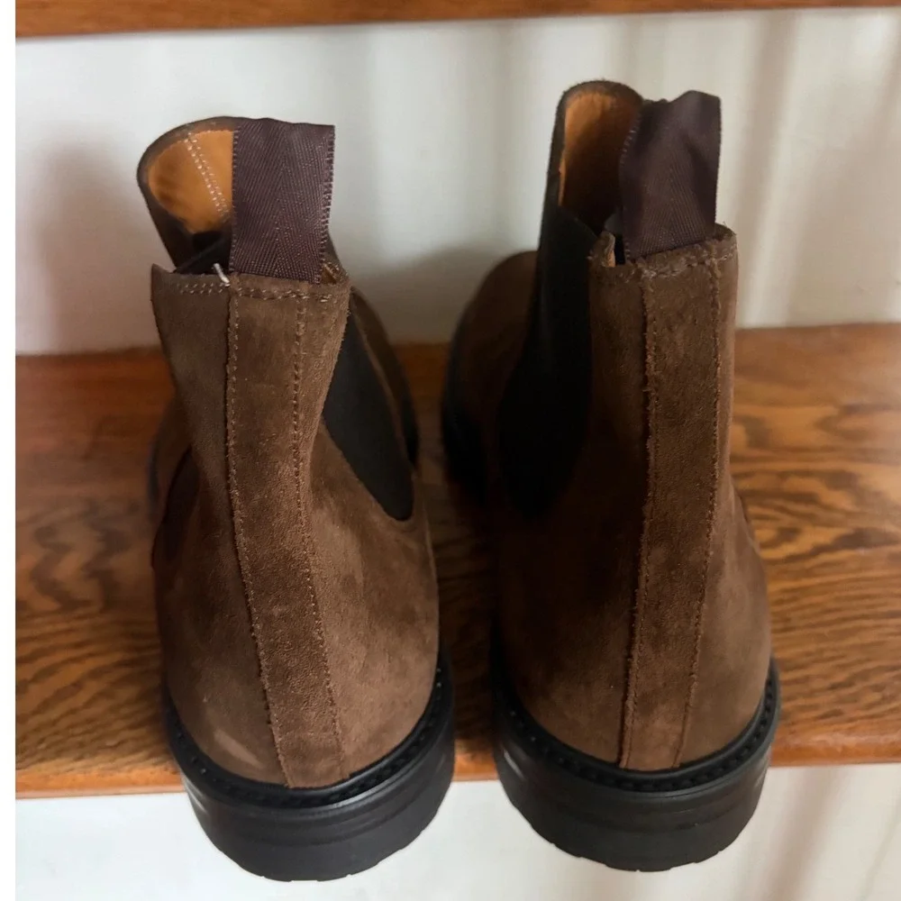 Magnanni Brown Suede Chelsea Boots Mens EU 45 Lug Sole Made in Portugal 24194